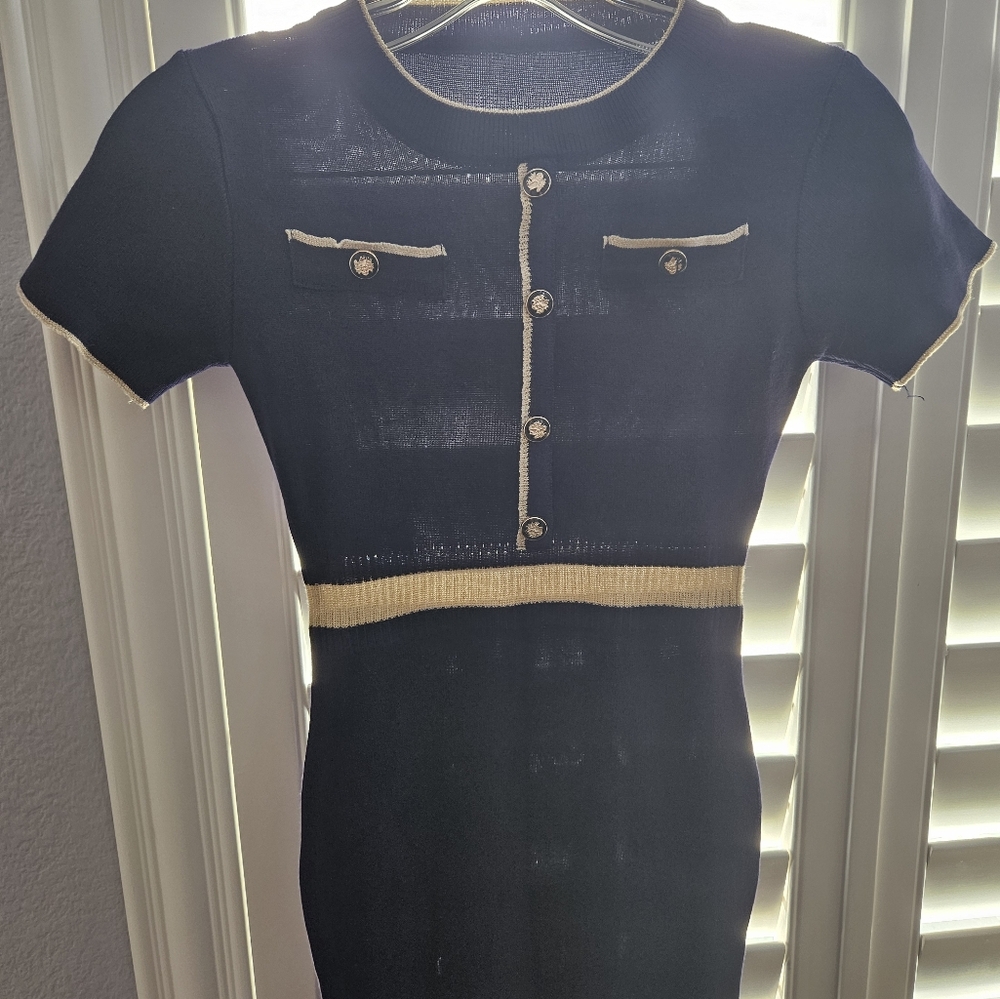Blue and Gold Women's size small medium Dress - Picture 2 of 7